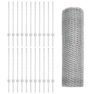vidaXL Clôture avec poteaux argentée 0,8 x 50 m Acier