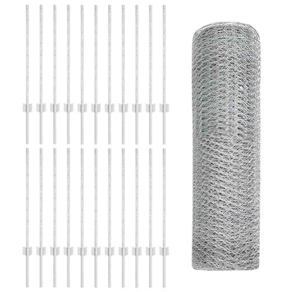 vidaXL Clôture avec poteaux argentée 0,8 x 50 m Acier