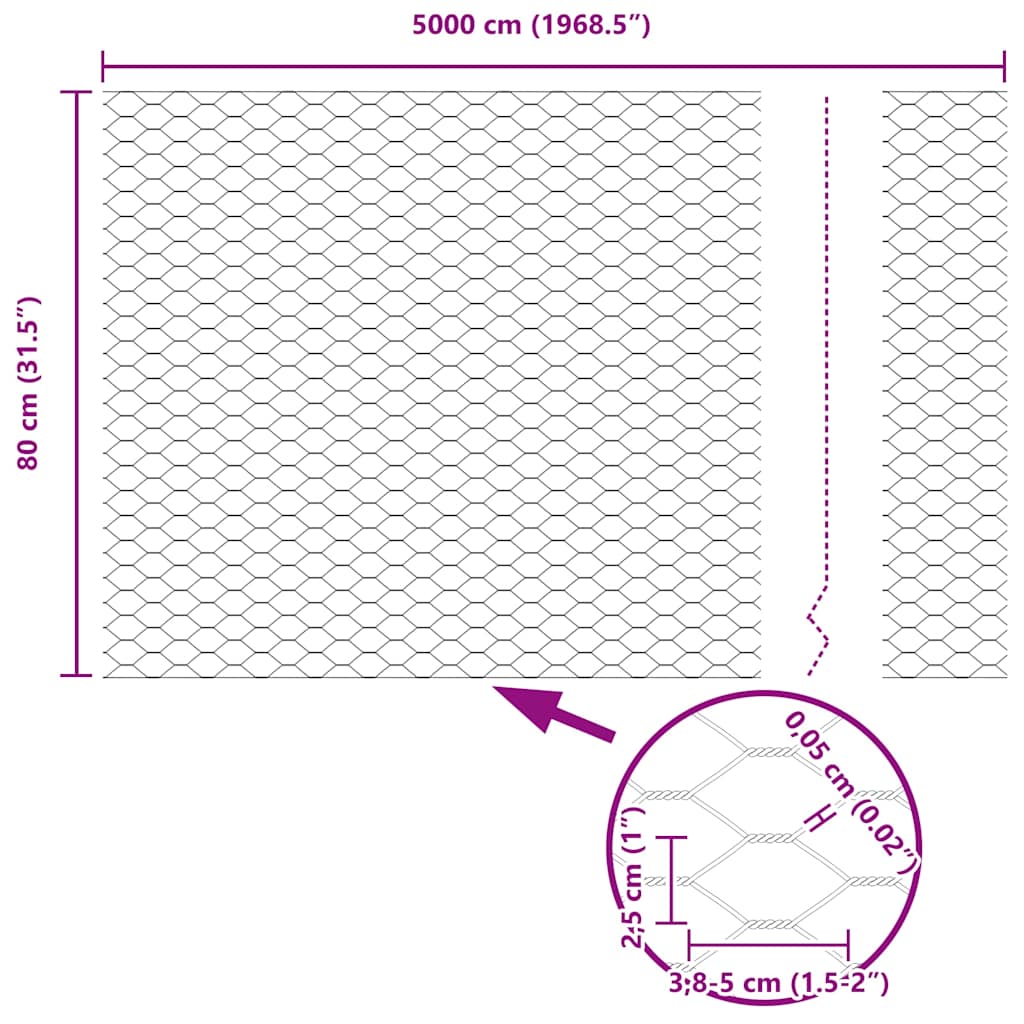 vidaXL Clôture avec poteaux argentée 0,8 x 50 m Acier