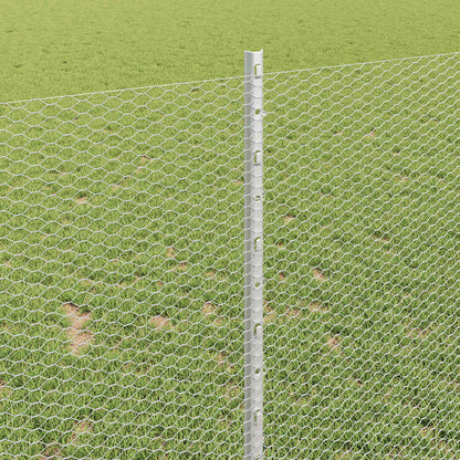 Zaun mit Pfosten Silber 1 x 50 m Stahl