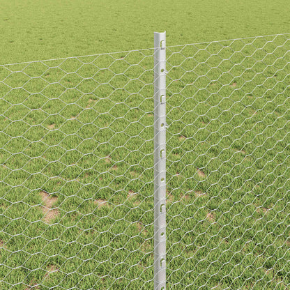 vidaXL Zaun mit Pfosten Silber 1 x 50 m Stahl