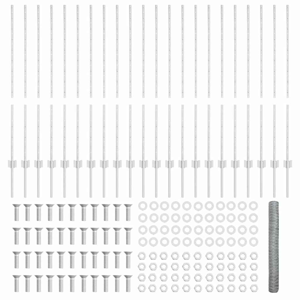 Zaun mit Pfosten Silber 1,2 x 50 m Stahl