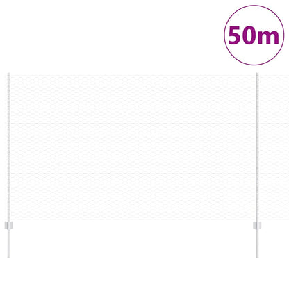 Zaun mit Pfosten Silber 1,4 x 50 m Stahl