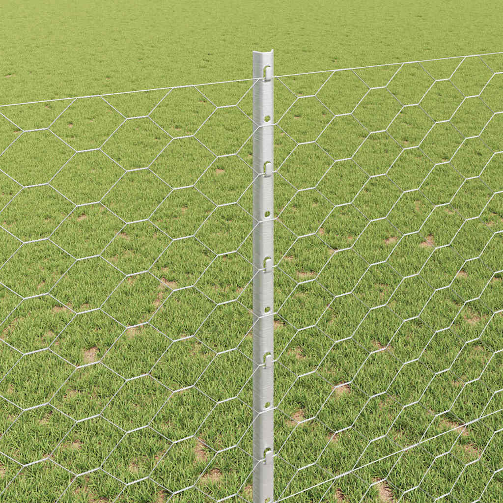 Zaun mit Pfosten Silber 1,4 x 50 m Stahl