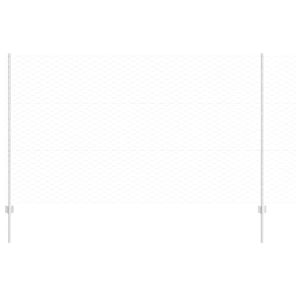 Zaun mit Pfosten Silber 1,4 x 50 m Stahl