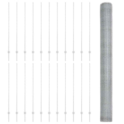 vidaXL Clôture avec piquets argentés 1,5 x 50 m Acier