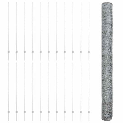 vidaXL Clôture avec poteaux argentée 1,5 x 50 m Acier