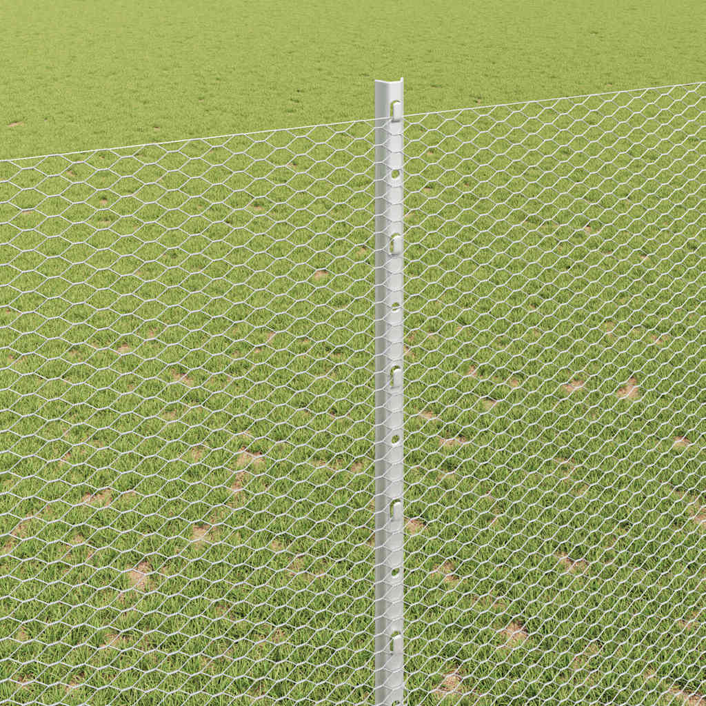 Zaun mit Pfosten Silber 1,6 x 50 m Stahl