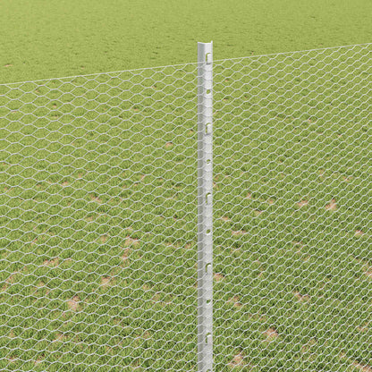 Zaun mit Pfosten Silber 1,6 x 50 m Stahl