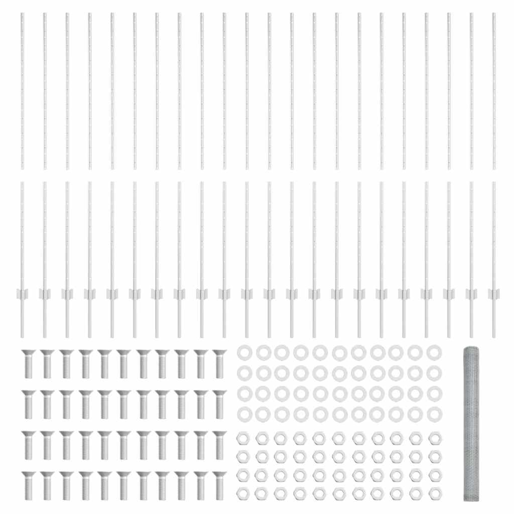 Zaun mit Pfosten Silber 1,6 x 50 m Stahl