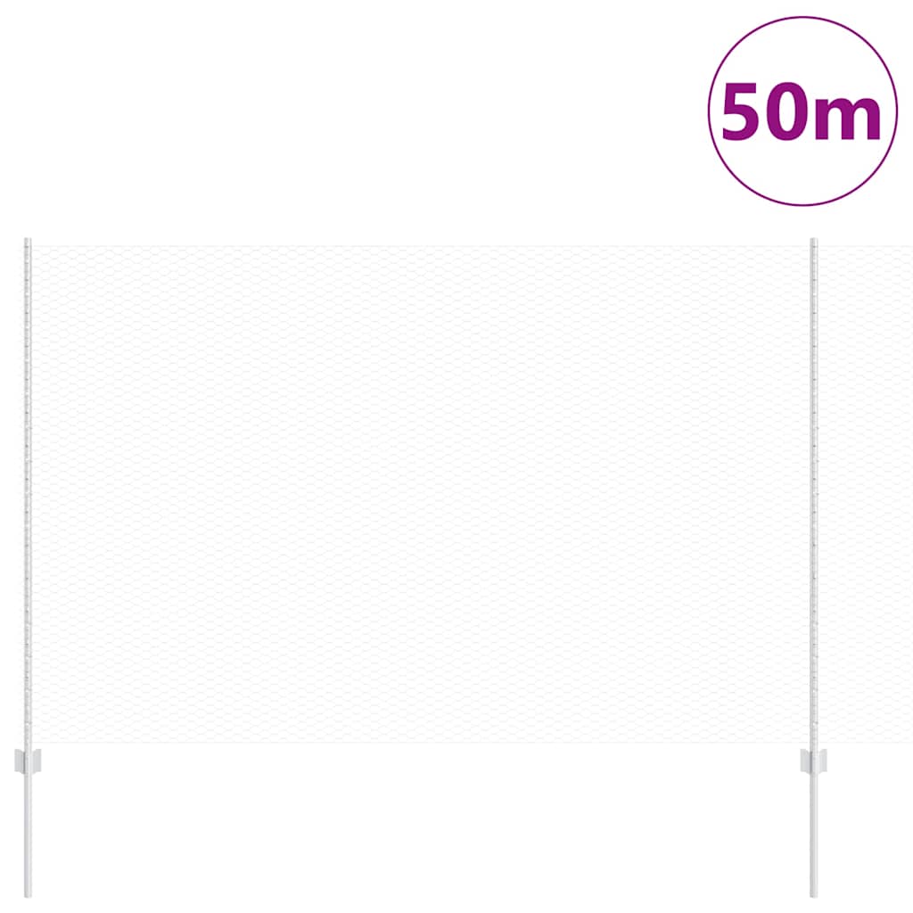 Zaun mit Pfosten Silber 1,6 x 50 m Stahl