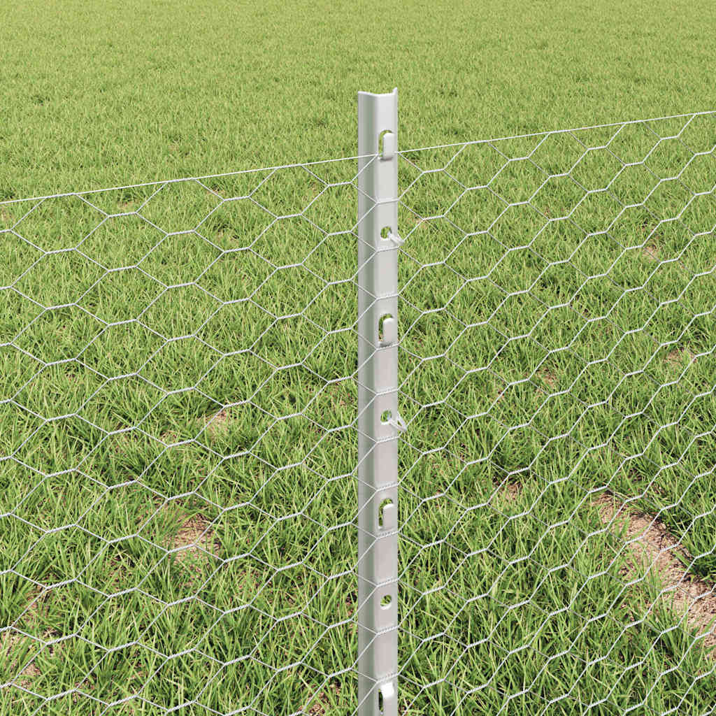 vidaXL Zaun mit Pfosten Silber 0,4 x 100 m Stahl