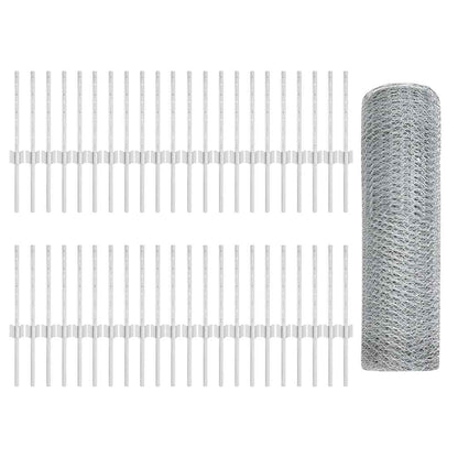 vidaXL Zaun mit Pfosten Silber 0,4 x 100 m Stahl