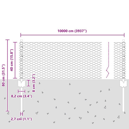 vidaXL Zaun mit Pfosten Silber 0,4 x 100 m Stahl