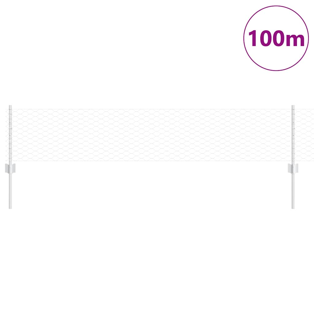 Zaun mit Pfosten Silber 0,4 x 100 m Stahl