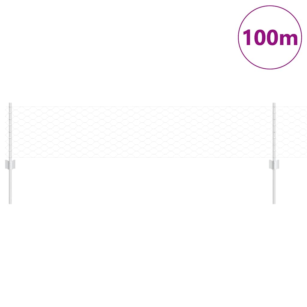 vidaXL Clôture avec poteaux Argenté 0,4 x 100 m Acier