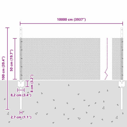 Zaun mit Pfosten Silber 0,5 x 100 m Stahl