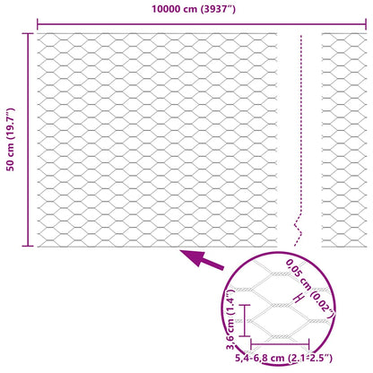 vidaXL Clôture avec poteaux Argent 0,5 x 100 m Acier