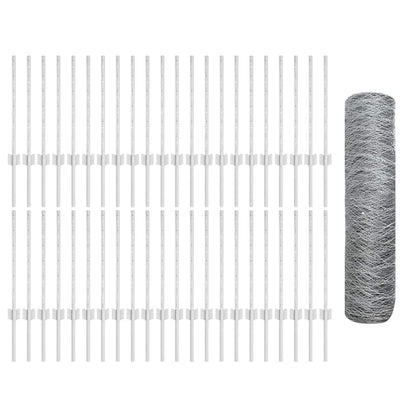vidaXL Clôture avec poteaux Argent 0,5 x 100 m Acier