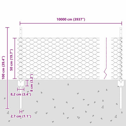 vidaXL Clôture avec poteaux Argent 0,5 x 100 m Acier