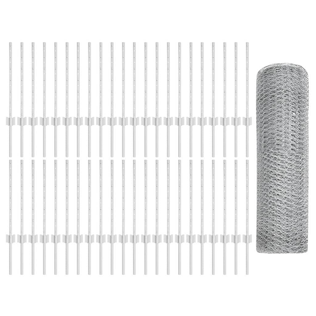 vidaXL Zaun mit Pfosten Silber 0,6 x 100 m Stahl