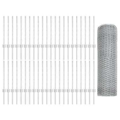 vidaXL Clôture avec poteaux Argent 0,6 x 100 m Acier