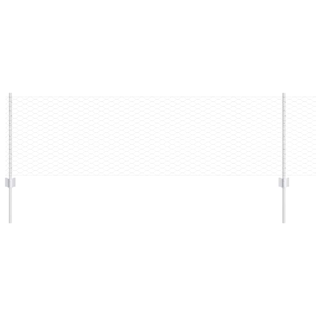 Zaun mit Pfosten Silber 0,6 x 100 m Stahl