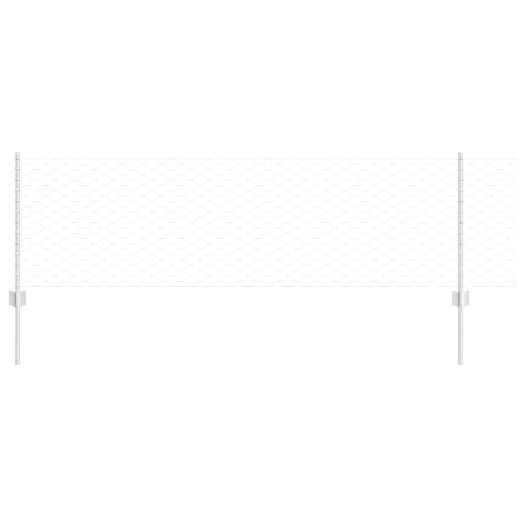 Zaun mit Pfosten Silber 0,6 x 100 m Stahl
