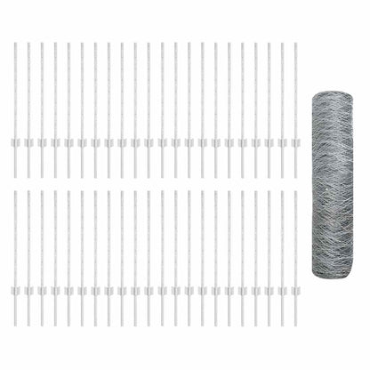 Zaun mit Pfosten Silber 0,8 x 100 m Stahl
