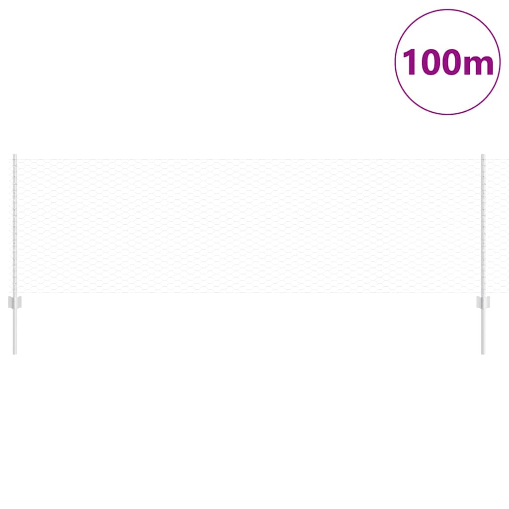 Zaun mit Pfosten Silber 0,8 x 100 m Stahl