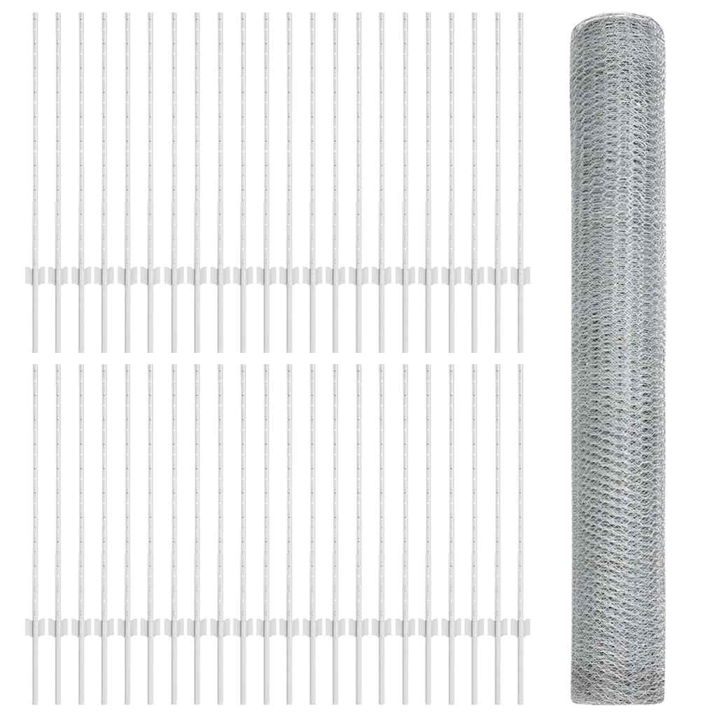 vidaXL Clôture avec poteaux Argent 1 x 100 m Acier