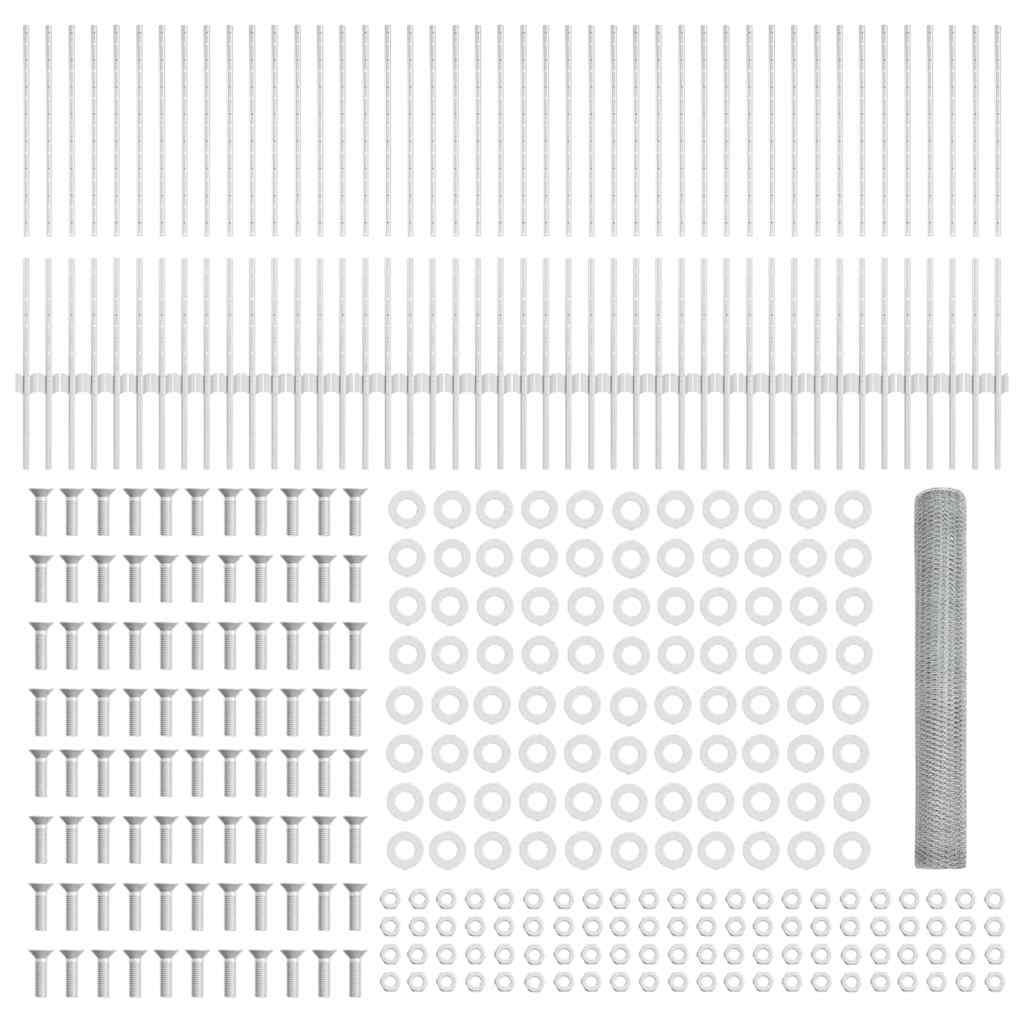 vidaXL Clôture avec poteaux Argent 1 x 100 m Acier