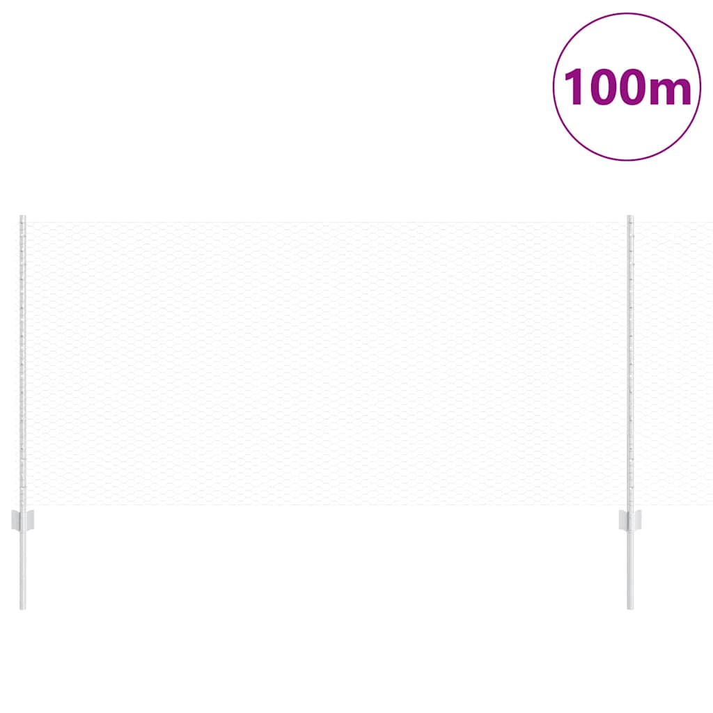 vidaXL Clôture avec poteaux Argent 1 x 100 m Acier