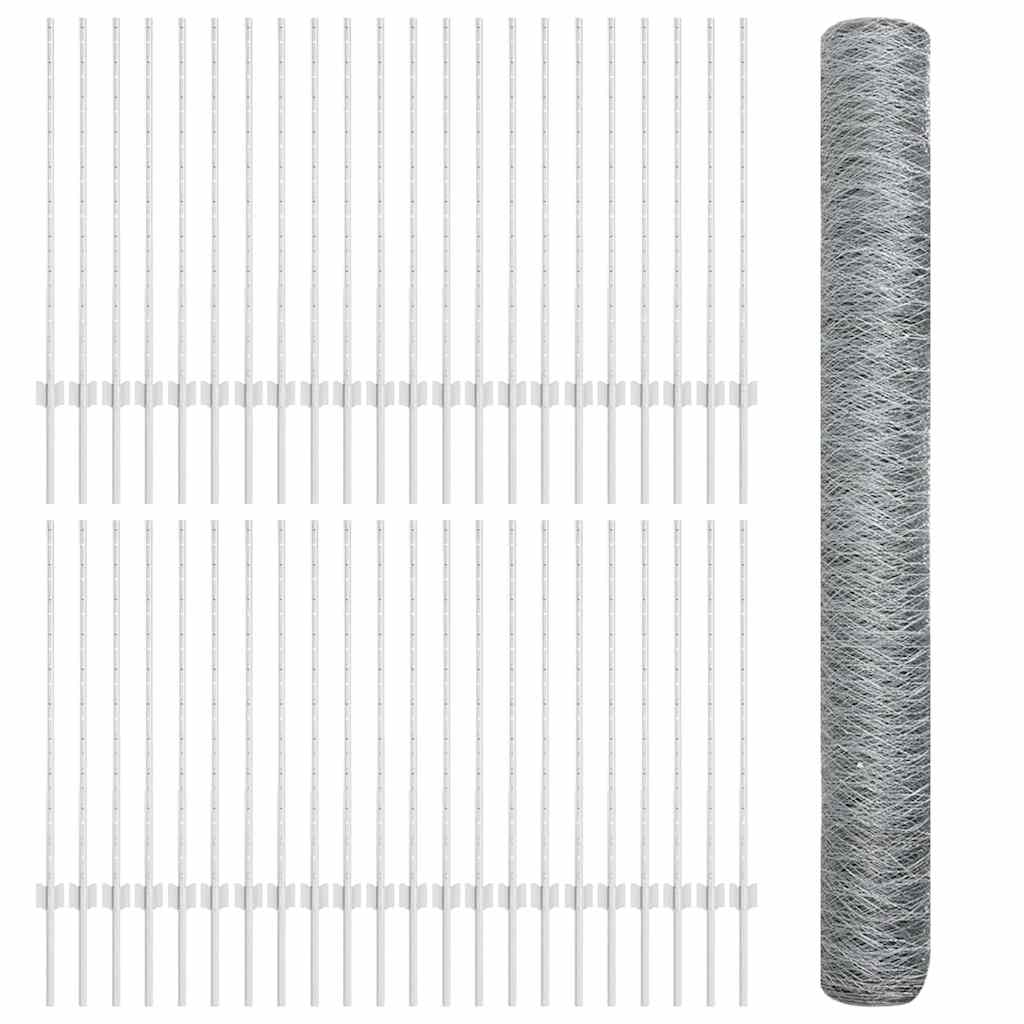 vidaXL Clôture avec poteaux Argent 1 x 100 m Acier