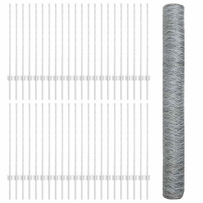 vidaXL Clôture avec poteaux Argent 1 x 100 m Acier