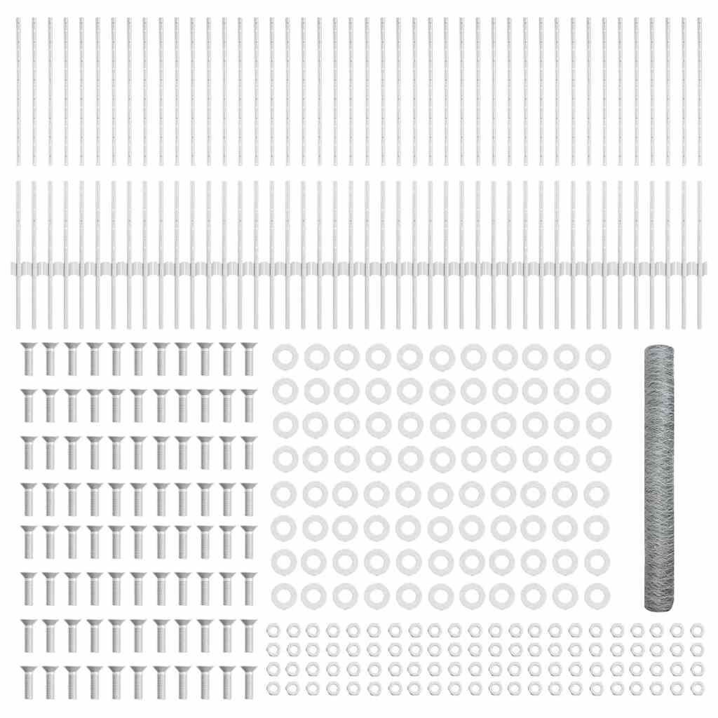 vidaXL Clôture avec poteaux Argent 1 x 100 m Acier