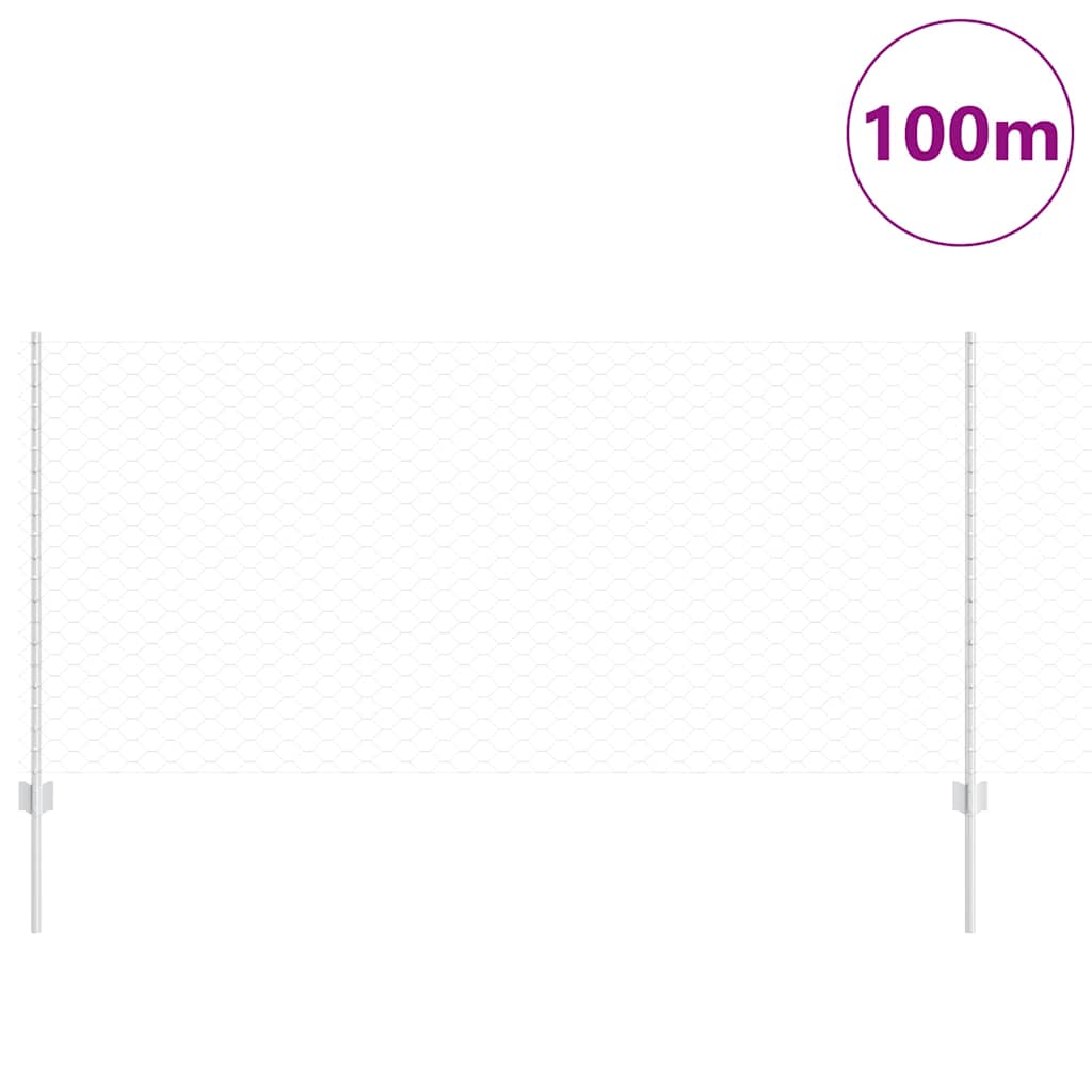 vidaXL Clôture avec poteaux Argent 1 x 100 m Acier