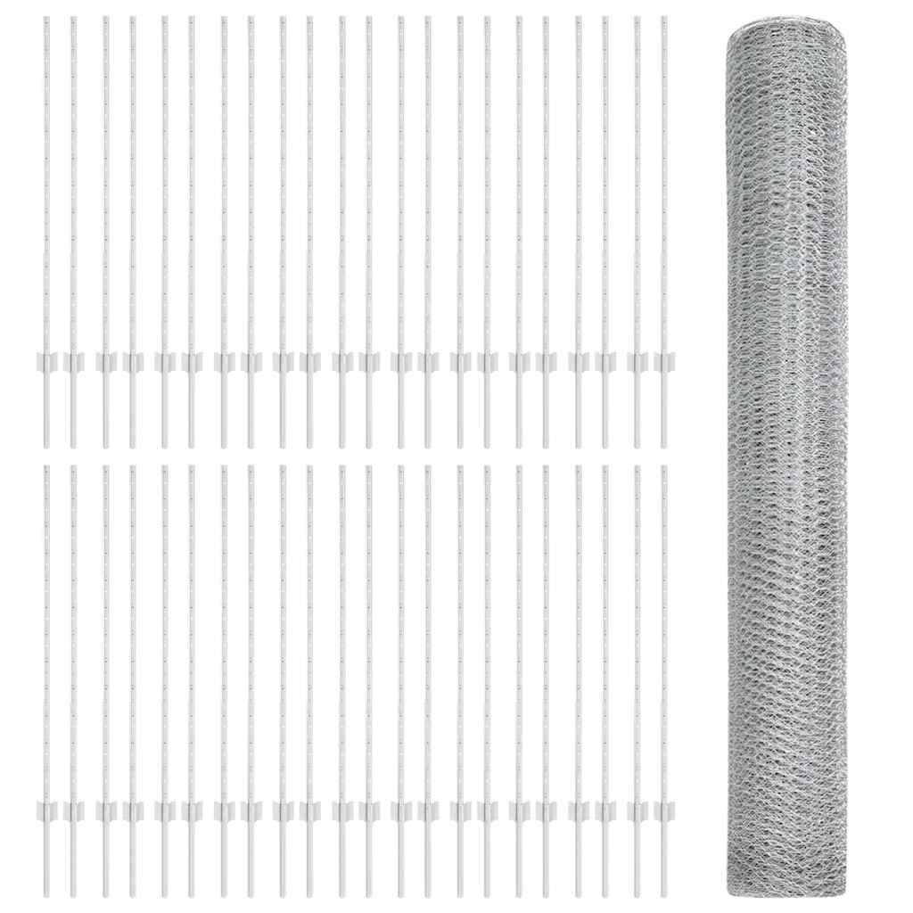 vidaXL Clôture avec poteaux Argent 1,2 x 100 m Acier