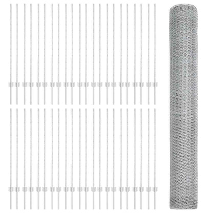 vidaXL Clôture avec poteaux Argent 1,2 x 100 m Acier