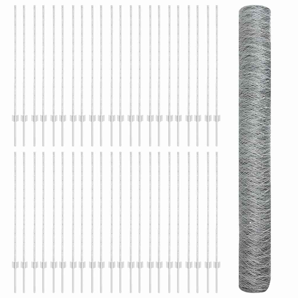 vidaXL Clôture avec poteaux argentée 1,2 x 100 m Acier