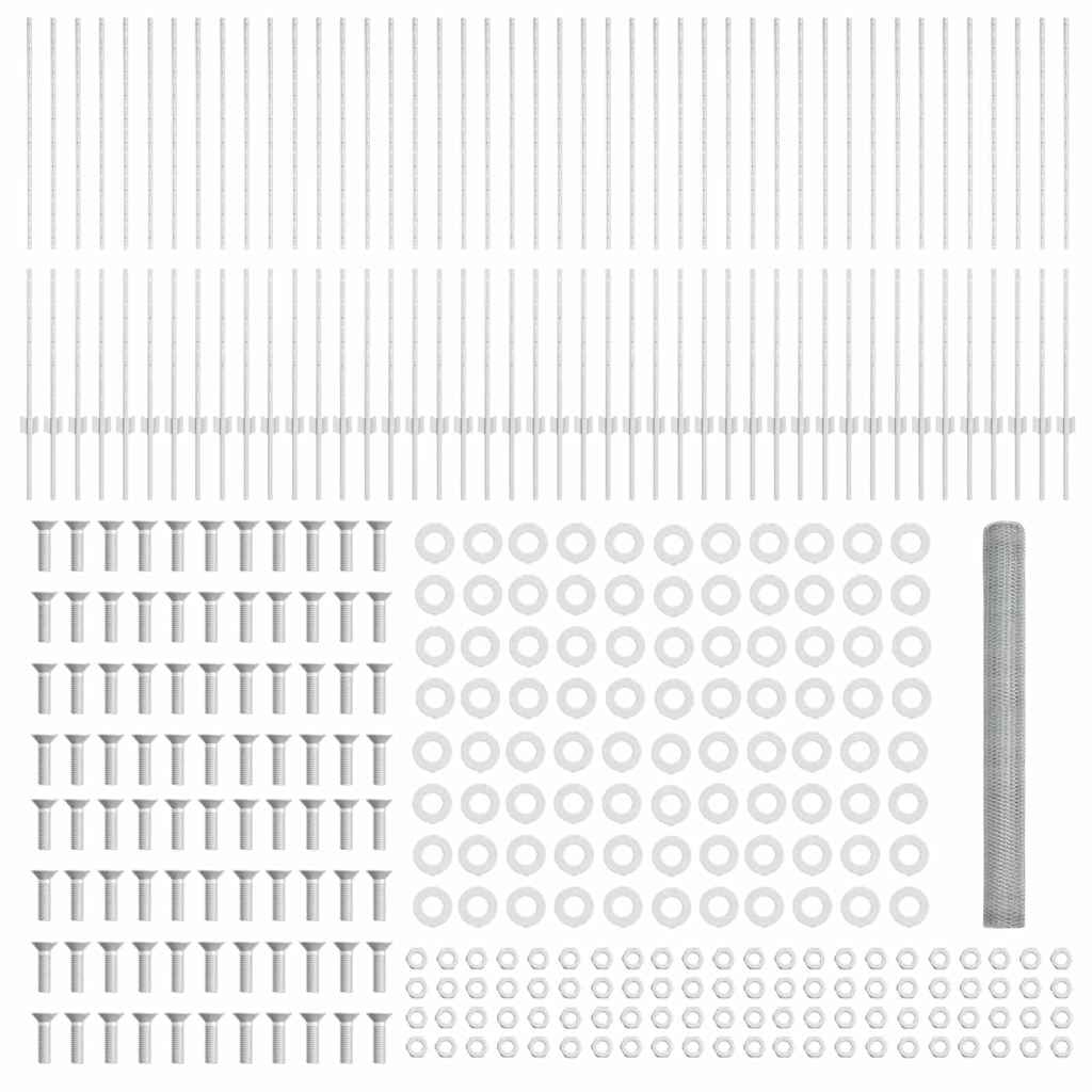 Zaun mit Pfosten Silber 1,4 x 100 m Stahl