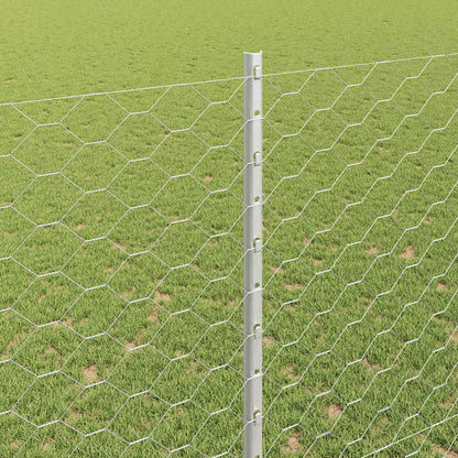 Zaun mit Pfosten Silber 1,5 x 100 m Stahl