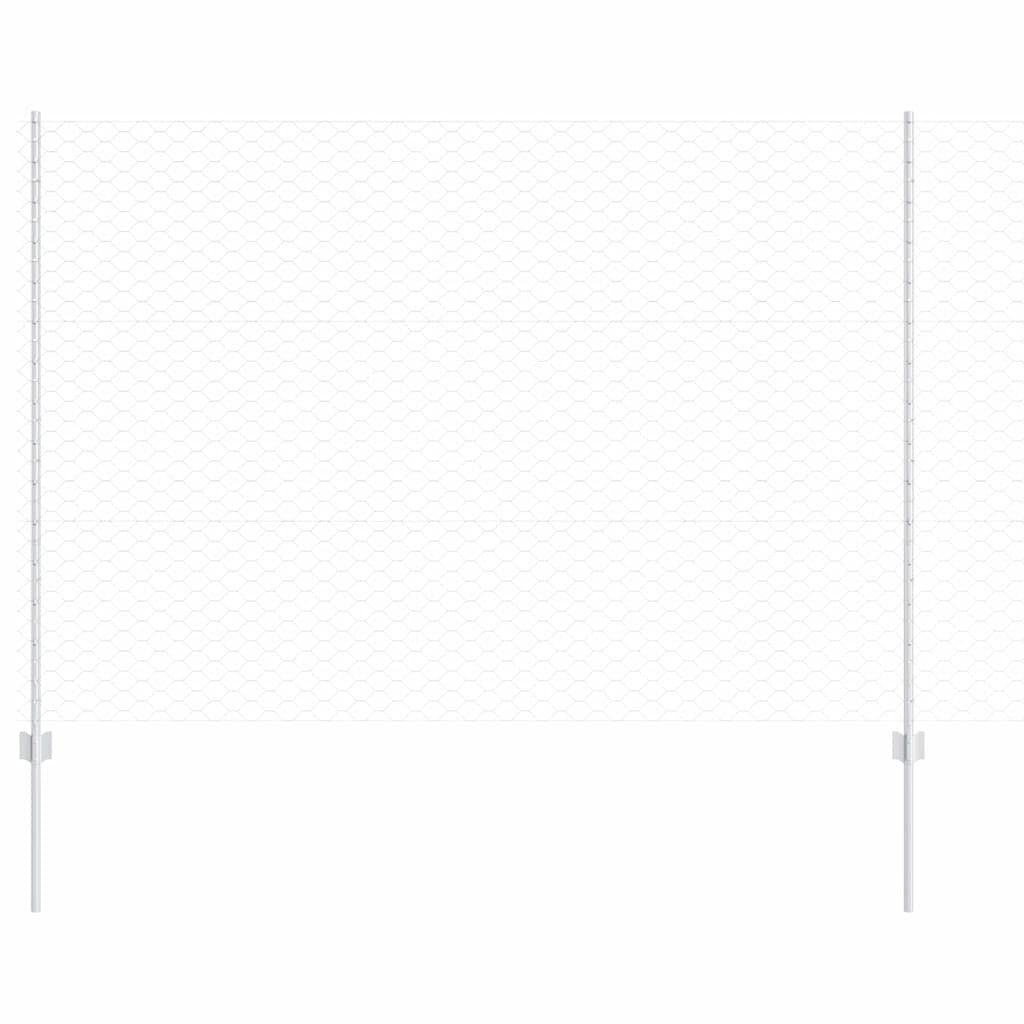 Zaun mit Pfosten Silber 1,5 x 100 m Stahl