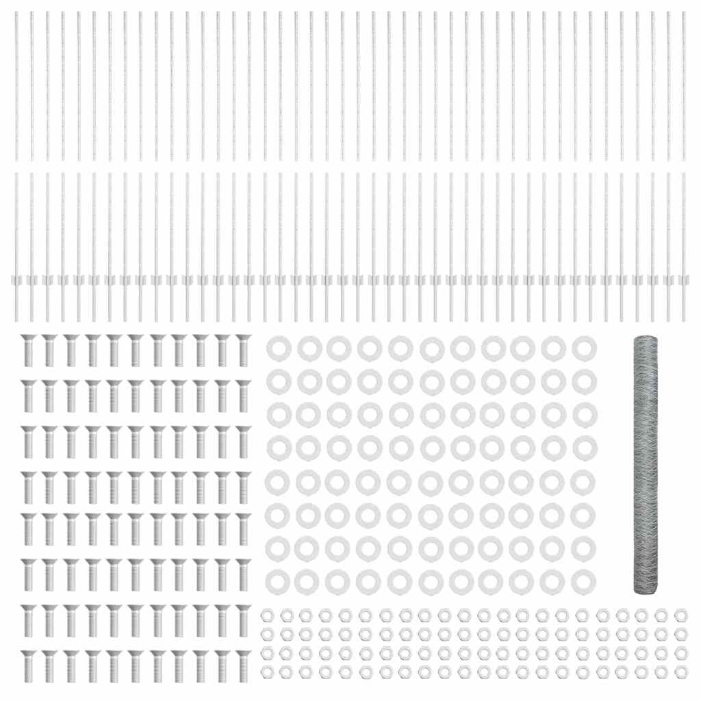 Zaun mit Pfosten Silber 1,5 x 100 m Stahl