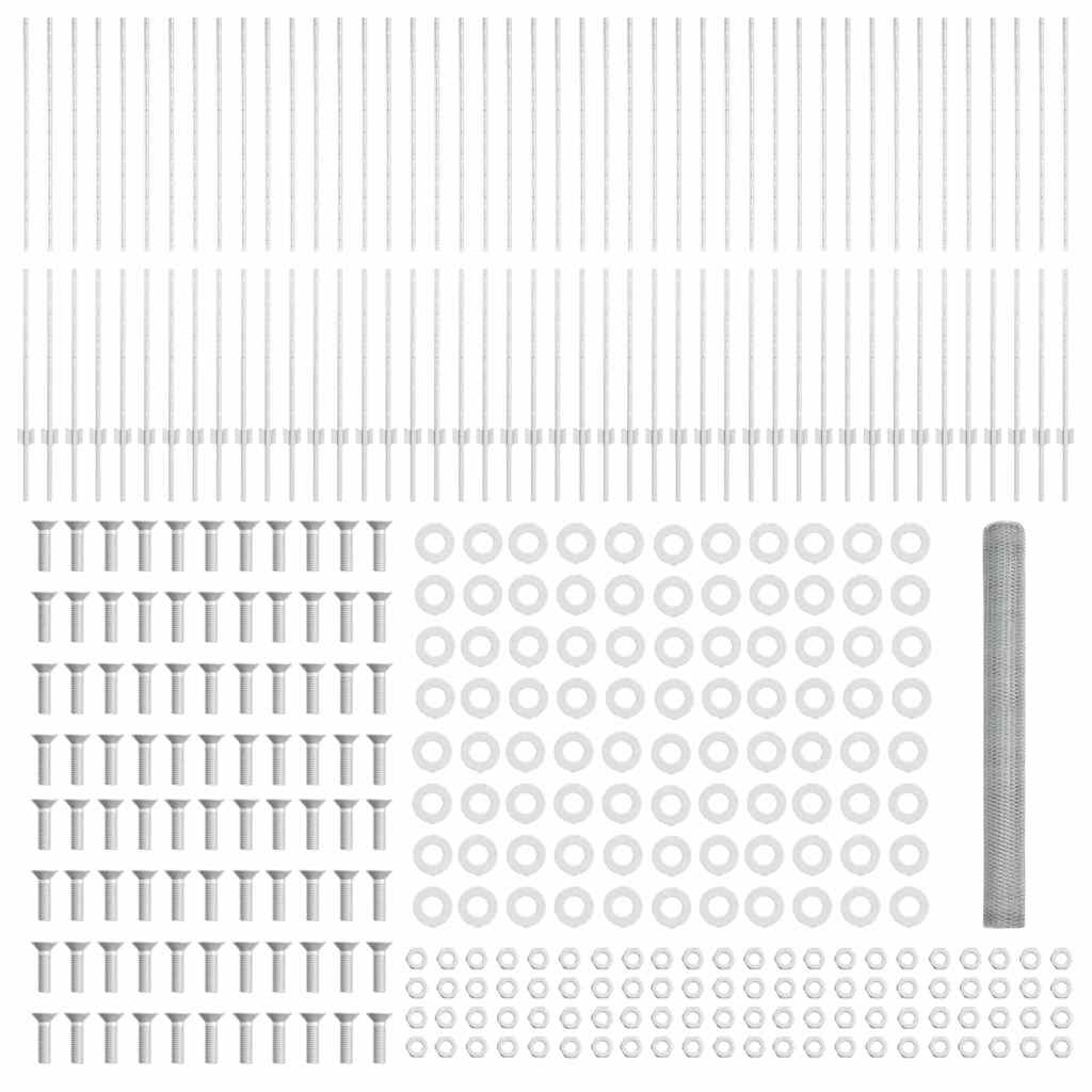 Zaun mit Pfosten Silber 1,6 x 100 m Stahl