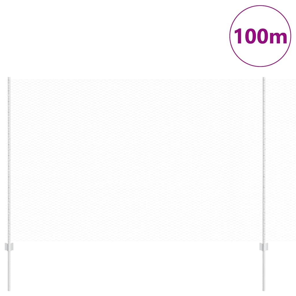 Zaun mit Pfosten Silber 1,6 x 100 m Stahl