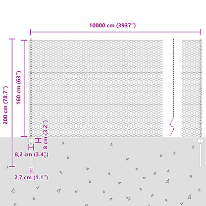 vidaXL Clôture avec poteaux Argent 1,6 x 100 m Acier