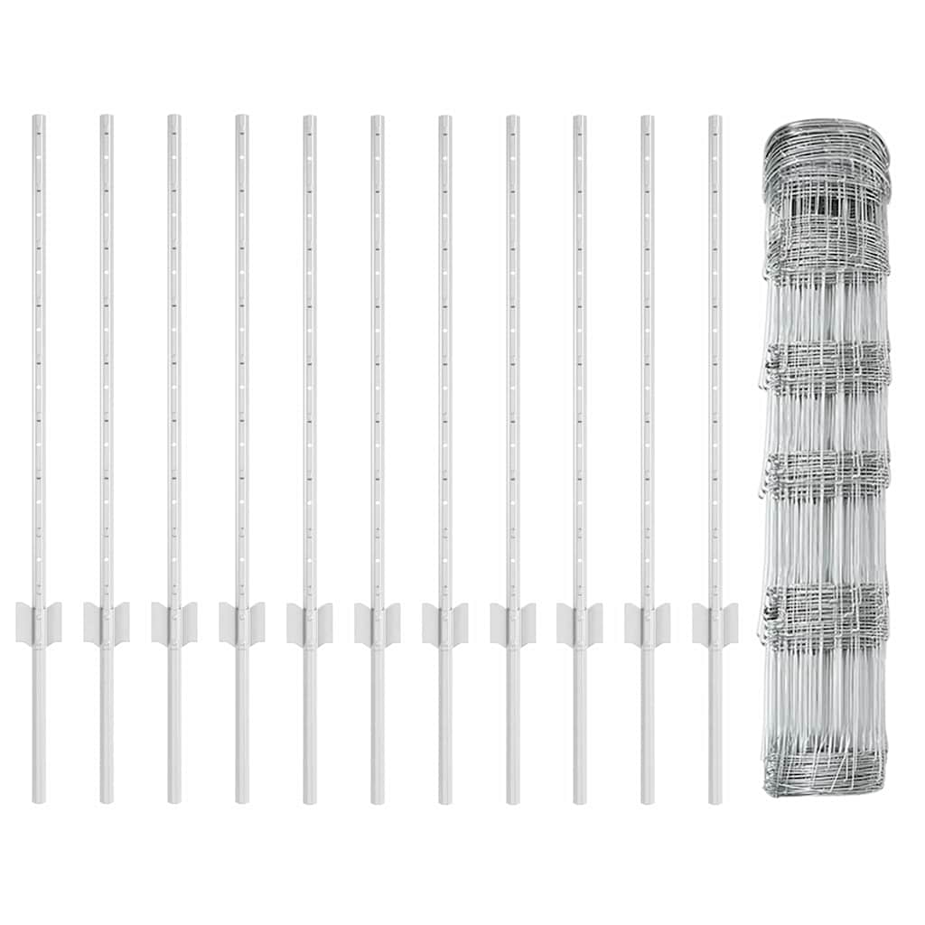 vidaXL Zaun mit Pfosten Silber 0,8 x 25 m Stahl