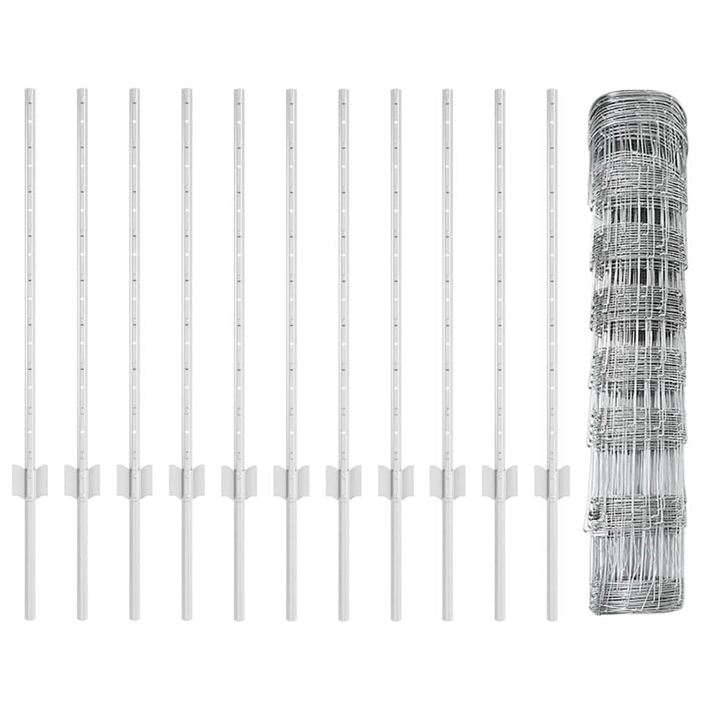 vidaXL Zaun mit Pfosten Silber 0,8 x 25 m Stahl
