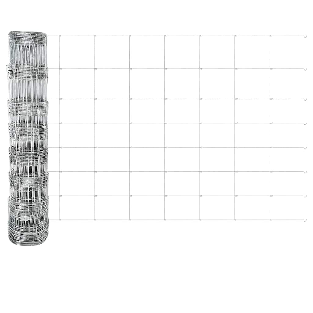 vidaXL Zaun mit Pfosten Silber 0,8 x 25 m Stahl